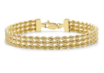 9ct Yellow Gold Three Strand Rope Bracelet, 3 of 4