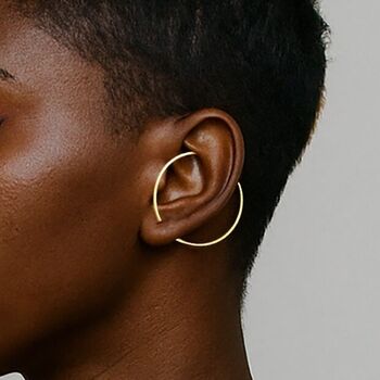 Oxidised Silver Minimalist Black Hoop Ear Cuff Earring, 3 of 11