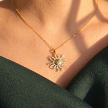 18ct Gold Plated Distant Sun Pendant Necklace, 3 of 5