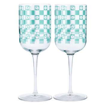 Checkerboard Printed Wine Glass, 2 of 5