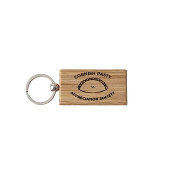 Cornish Gifts 'Cornish Pasty…' Rectangular Oak Keyring, 2 of 4