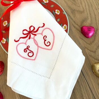 Monogram Heart Linen Napkins, 2 of 3