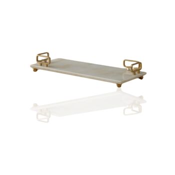 Handmade Rectangular White Marble Tray, 2 of 2