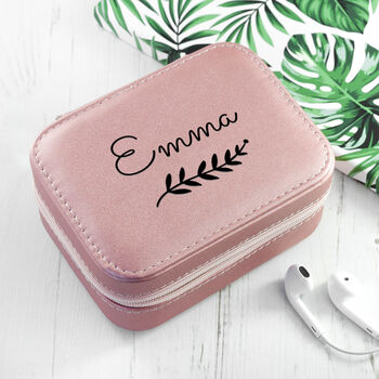 Personalised Wreath Pink Travel Jewellery Case, 11 of 12