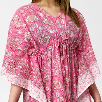 Pink Floral 100% Cotton Beach Kaftan, 3 of 5
