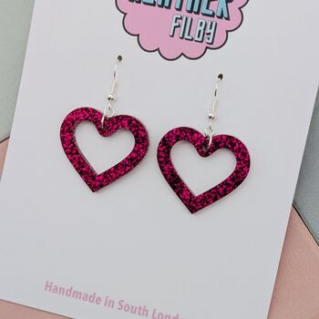 Love Heart Small Glitter Resin Earrings, 10 of 12