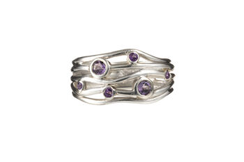 Silver Or Gold Gemstone Ripple Ring, 3 of 7