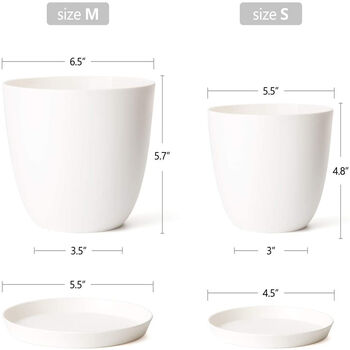 Pack Of Three Plastic Planters Indoor With Saucers, 2 of 4