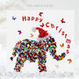Multicoloured Elephant And Butterflies Christmas Card, thumbnail 1 of 12