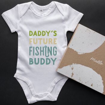 Organic Cotton Daddy's Future Fishing Buddy Baby Grow, 3 of 6