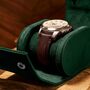 Personalised Vegan Leather Watch Case, Travel Watch Roll In Green, Brown Or Black, thumbnail 1 of 10