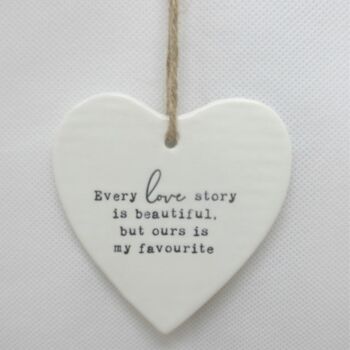 Every Love Story Valentine's Day Hanging Ceramic Heart, 2 of 3