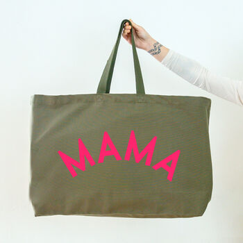 Mama Oversized Tote Bag Olive Green, 7 of 7