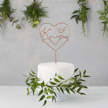 Heart Personalised Wedding Wire Cake Topper, 3 of 9
