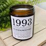 Personalised 30th 1993 Timeline Birthday Amber Candle, thumbnail 3 of 5
