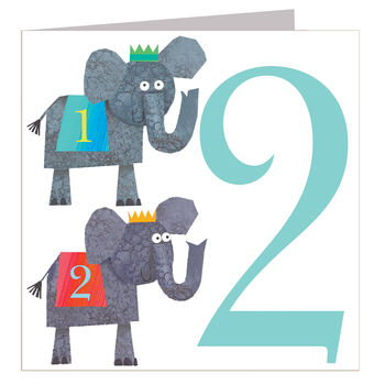 Two Elephants 2nd Birthday Card, 2 of 3