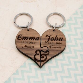 Personalised Always And Forever Couples' Jigsaw Keyrings, 2 of 4