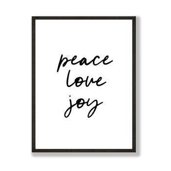 Peace Love Joy Christmas Minimal Monochrome Print, 3 of 3