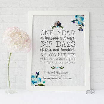 Personalised First Wedding Anniversary Gift Print, 4 of 4