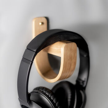 Premium S Oak Wall Mounted Headphone Stand Holder, 4 of 4