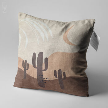 Brown Cushion Cover With Cactus Pattern, 3 of 7