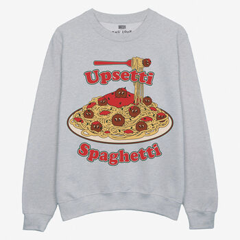 Upsetti Spaghetti Pasta Graphic Women's Sweatshirt In Grey, 5 of 5