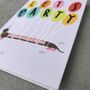 'Let’s Party' Sausage Dog Celebration Birthday Card, thumbnail 2 of 4