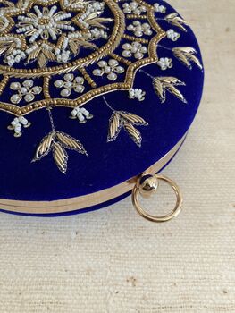 Royal Blue Velvet Bangle Clutch Bag, 6 of 8