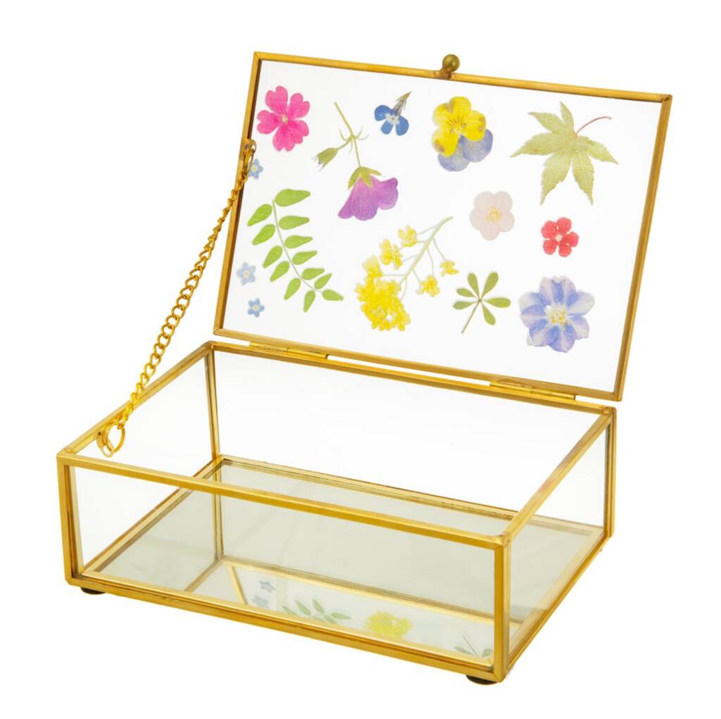 Personalised Pressed Flowers Glass Jewellery Box By The Letteroom