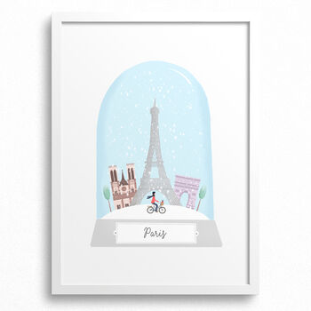 Personalised Paris Snow Globe Print, 2 of 5