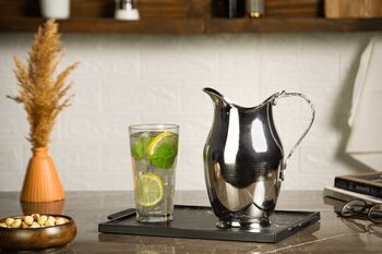 Silver Hammered Copper Pitcher Bedside Jug, 1500 Ml, 8 of 8