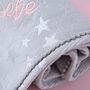 Personalised Grey Star Blanket With Pom Poms, thumbnail 5 of 8