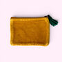 Embroidered Velvet Coin Purse | Yellow Floral, thumbnail 2 of 4