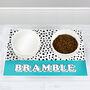 Personalised Blue Spots Dog Bowl Mat, thumbnail 1 of 3