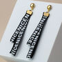 Colourful Ribbon Dangle Black Red Yellow White Lightweight Stud Earrings, thumbnail 1 of 6