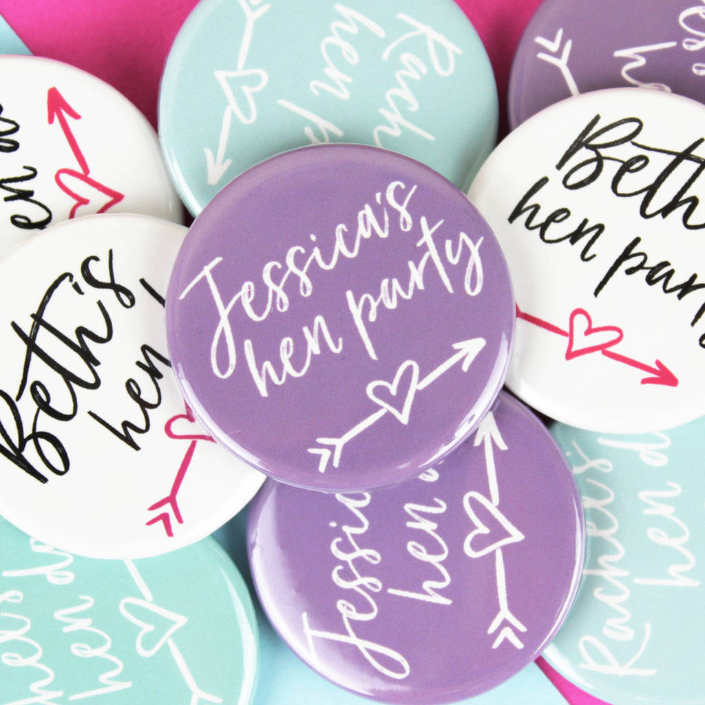 Personalised Hen Party Badges By Purple Tree Designs ...