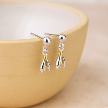 Sterling Silver Snowdrop Stud Earrings, 3 of 5
