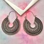 Silver Plated Round Filigree Gypsy Earrings, thumbnail 1 of 10