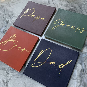 Father's Day Personalised Square Leather Coasters, 3 of 6
