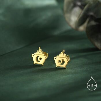 Sterling Silver Tiny Cauldron Stud Earrings, 6 of 12