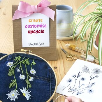 Upcycle With Hand Embroidery Floral Daisy Kit, 2 of 6