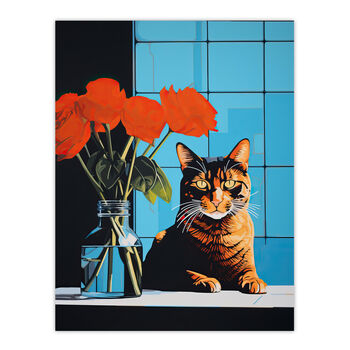 Don't Swipe Right Tabby Cat Red Roses Wall Art Print, 6 of 6