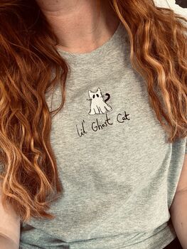 Lil Ghost Cat Embroidered T Shirt, 2 of 3
