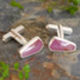 Pink Sapphire Cufflinks In Sterling Silver, thumbnail 2 of 3
