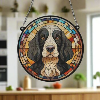 Cocker Spaniel Black And White Stained Glass Effect Suncatcher, 4 of 6