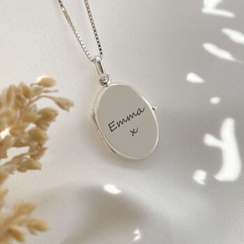 Sterling Silver Personalised Oval Locket Necklace, 2 of 8