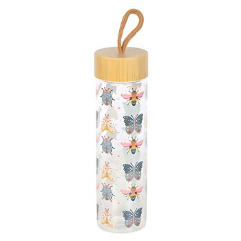 Floral Bug Print Glass Water Bottle, 4 of 4