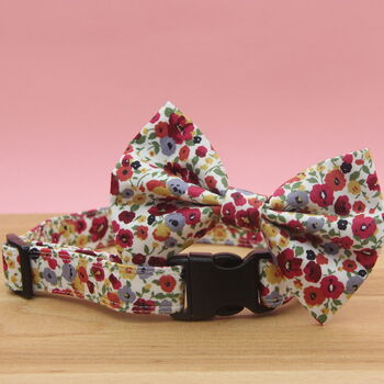 Poppy Floral Dog Collar, Bow And Lead Set, 10 of 12