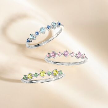 Emerald And Peridot Stackable Half Eternity Band In Sterling Silver And Gold, 12 of 12