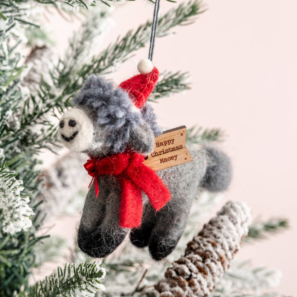 Felt Donkey Christmas Tree Decoration, 1 of 7